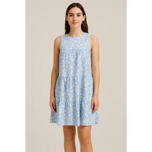 NWOT Koolaburra by UGG Women Blue Daisy Print Tiered Sleeveless Dress Size Small